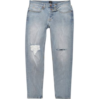 Light blue ripped slim tapered Jimmy jeans